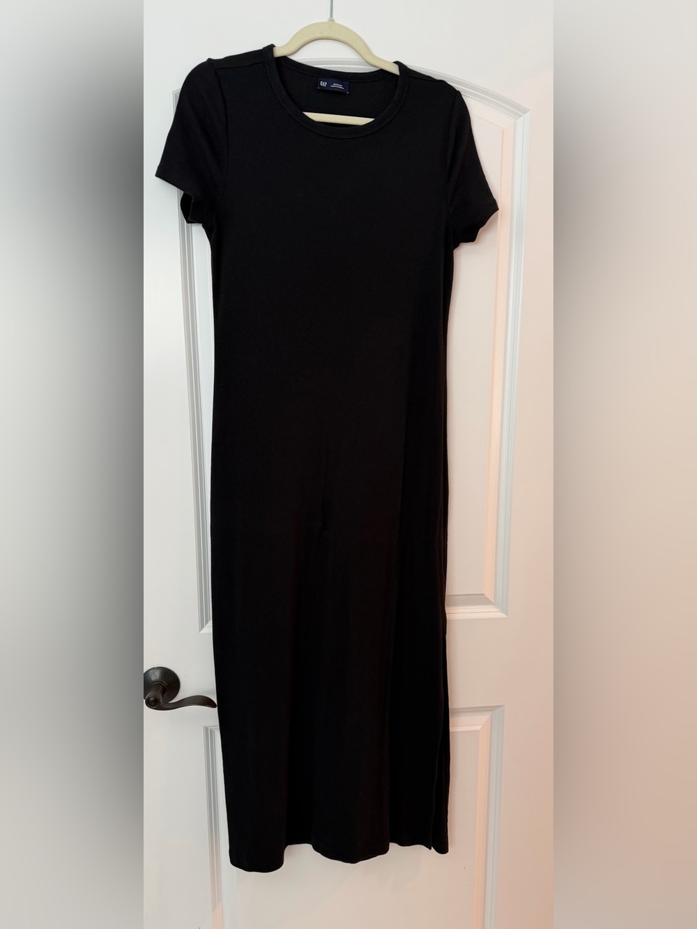 Ribbed Black Maxi T-Shirt Dress